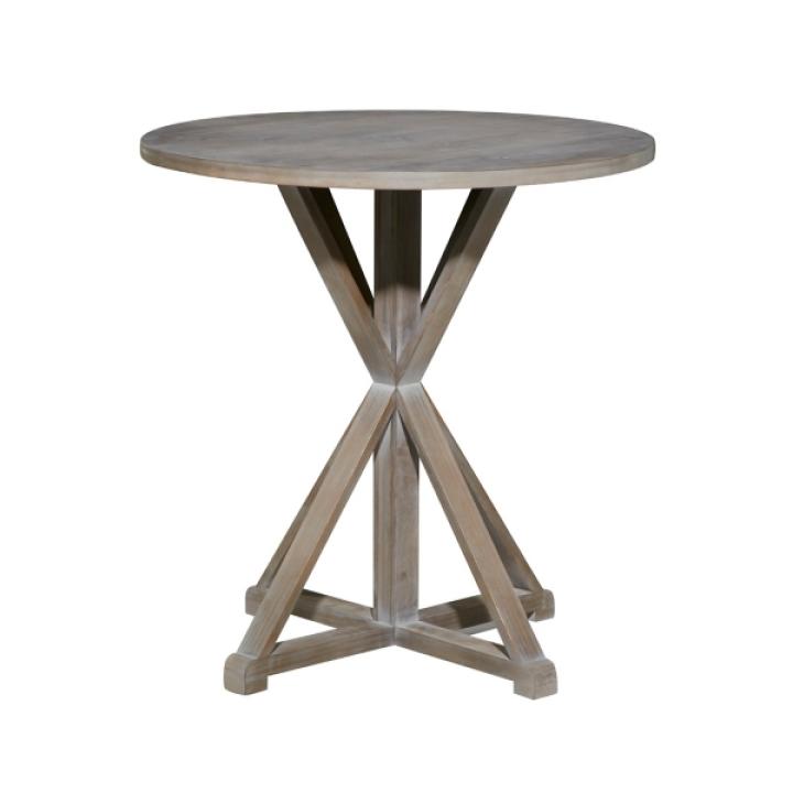 Rustic Graywash Hourglass Side Table