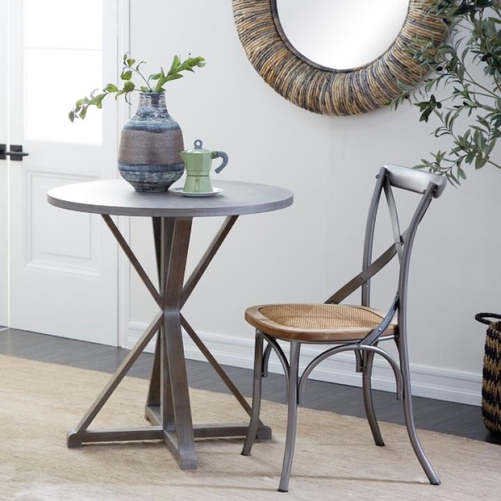 Rustic Graywash Hourglass Side Table