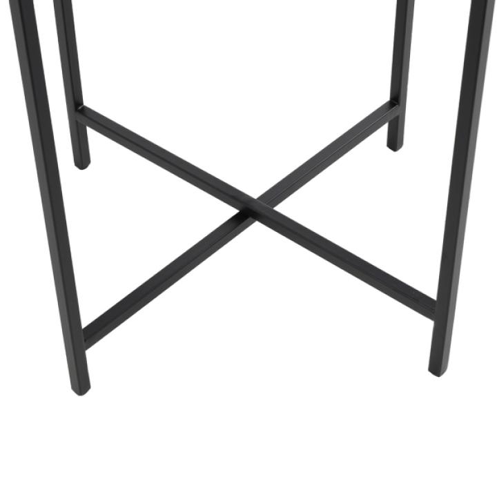 Clear Textured Glass & Black Iron Accent Table