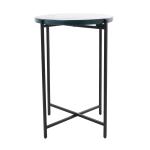 Clear Textured Glass & Black Iron Accent Table