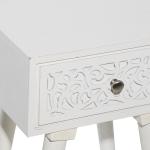 White Wood Carved Drawer Accent Table