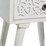 White Wood Carved Drawer Accent Table