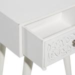White Wood Carved Drawer Accent Table