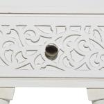 White Wood Carved Drawer Accent Table