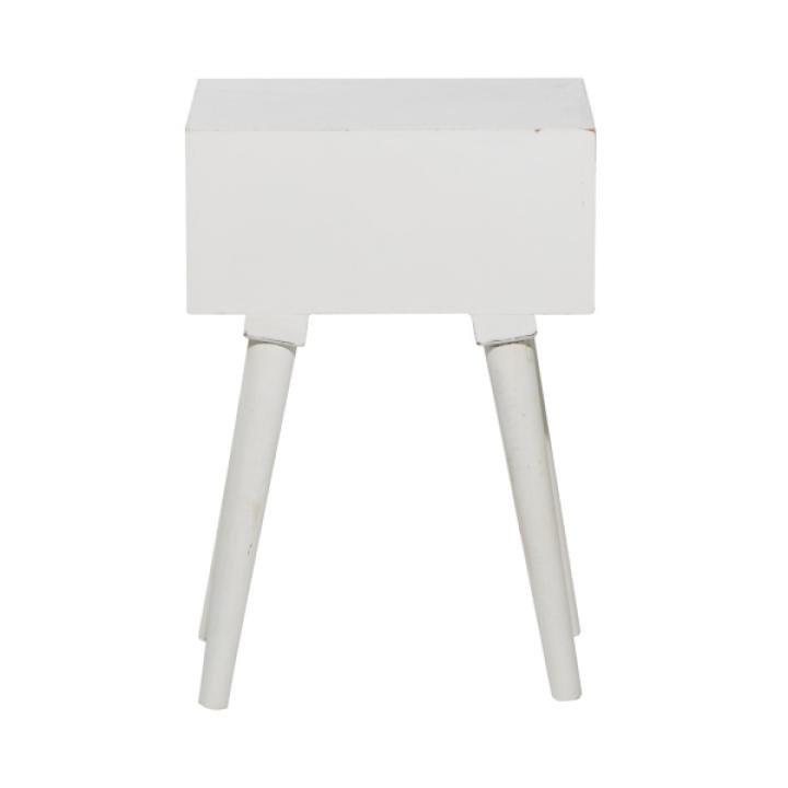 White Wood Carved Drawer Accent Table