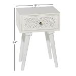 White Wood Carved Drawer Accent Table