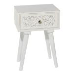 White Wood Carved Drawer Accent Table