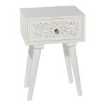 White Wood Carved Drawer Accent Table