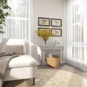 Gray Carved Wood Console Table