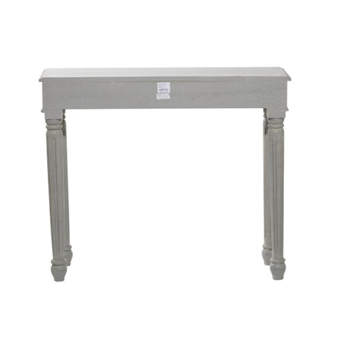 Gray Carved Wood Console Table