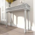 Gray Carved Wood Console Table