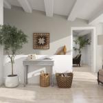 Gray Carved Wood Console Table