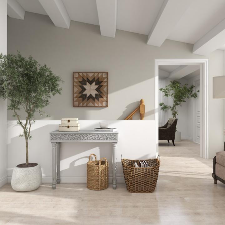 Gray Carved Wood Console Table