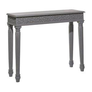 Gray Carved Wood Console Table