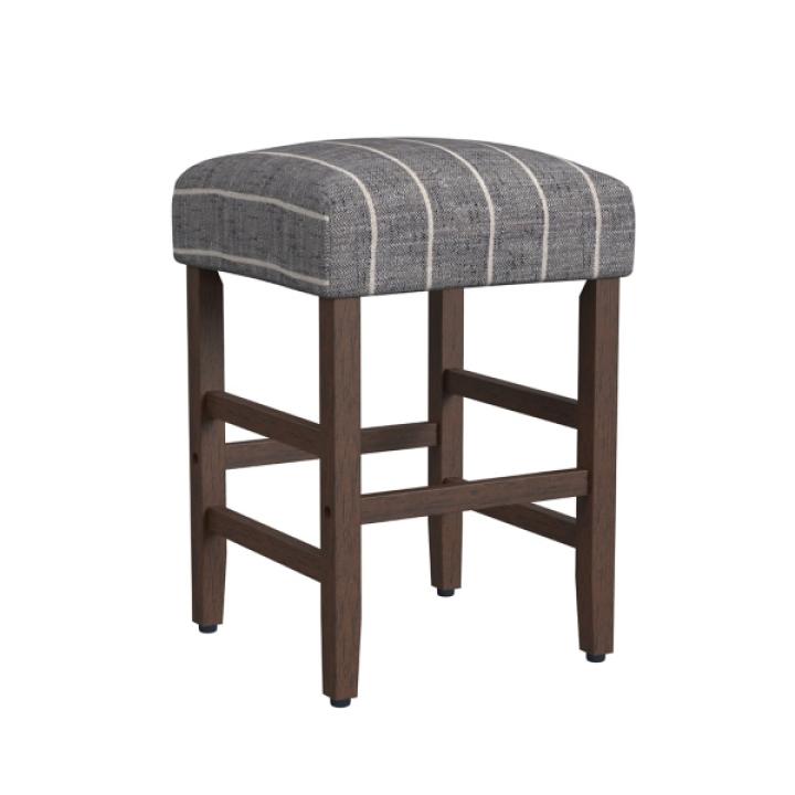 Steel Blue and White Striped Backless Stool