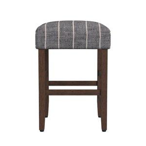 Steel Blue and White Striped Backless Stool