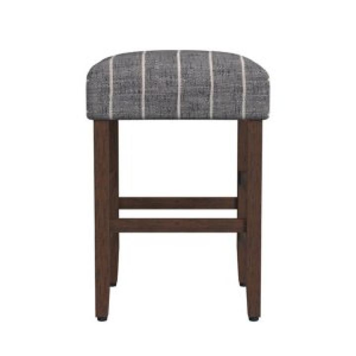 Steel Blue and White Striped Backless Stool