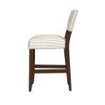 White and Blue Striped Dark Walnut Counter Stool