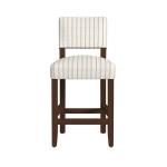White and Blue Striped Dark Walnut Counter Stool