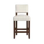 White and Blue Striped Dark Walnut Counter Stool