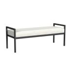 White Boucle Black Metal Bench