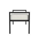 White Boucle Black Metal Bench