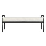 White Boucle Black Metal Bench