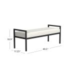 White Boucle Black Metal Bench
