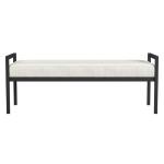 White Boucle Black Metal Bench
