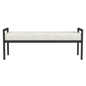 White Boucle Black Metal Bench