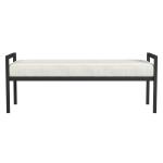 White Boucle Black Metal Bench