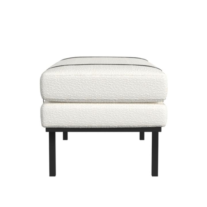 Cream Boucle Black Faux Leather Bench
