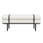 Cream Boucle Black Faux Leather Bench