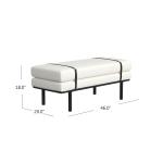 Cream Boucle Black Faux Leather Bench