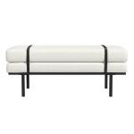 Cream Boucle Black Faux Leather Bench