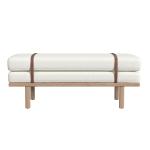 Cream Boucle Brown Faux Leather Bench