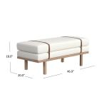 Cream Boucle Brown Faux Leather Bench