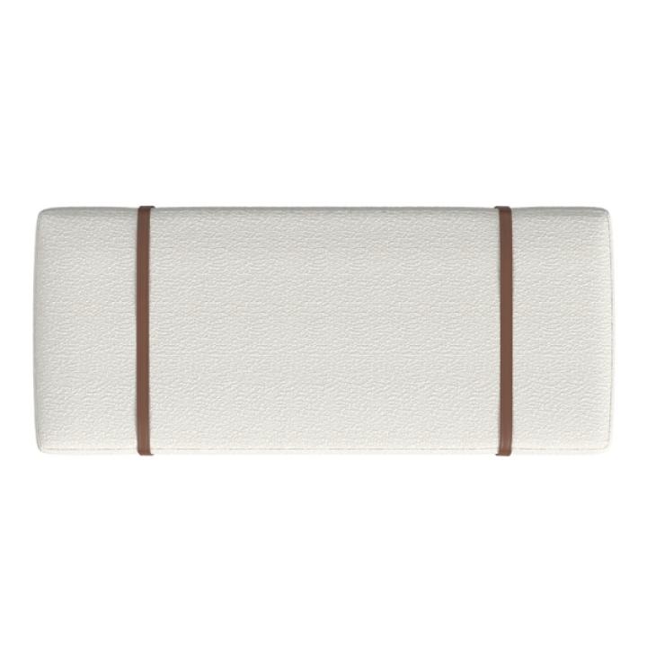 Cream Boucle Brown Faux Leather Bench