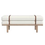 Cream Boucle Brown Faux Leather Bench