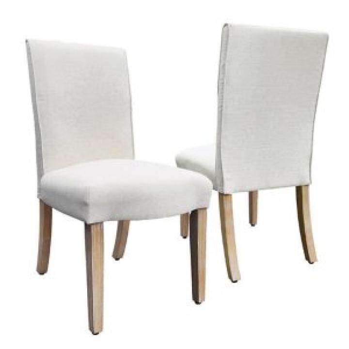 Cream Whitewashed Dining Chairs, Set of 2