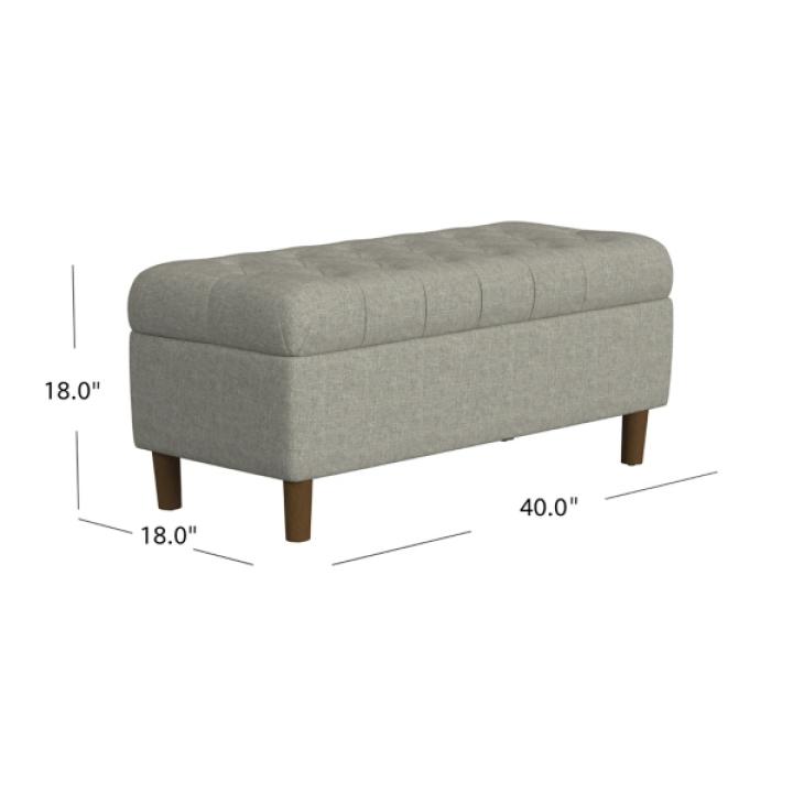 Gray Tufted Upholstered Storage Bench