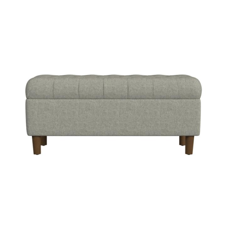 Gray Tufted Upholstered Storage Bench