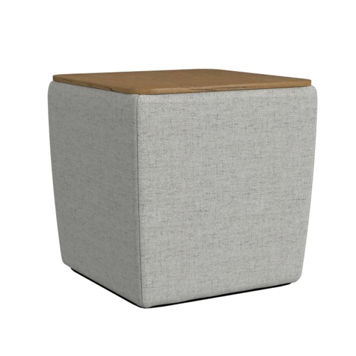 Gray Upholstered Storage Ottoman with Wood Lid