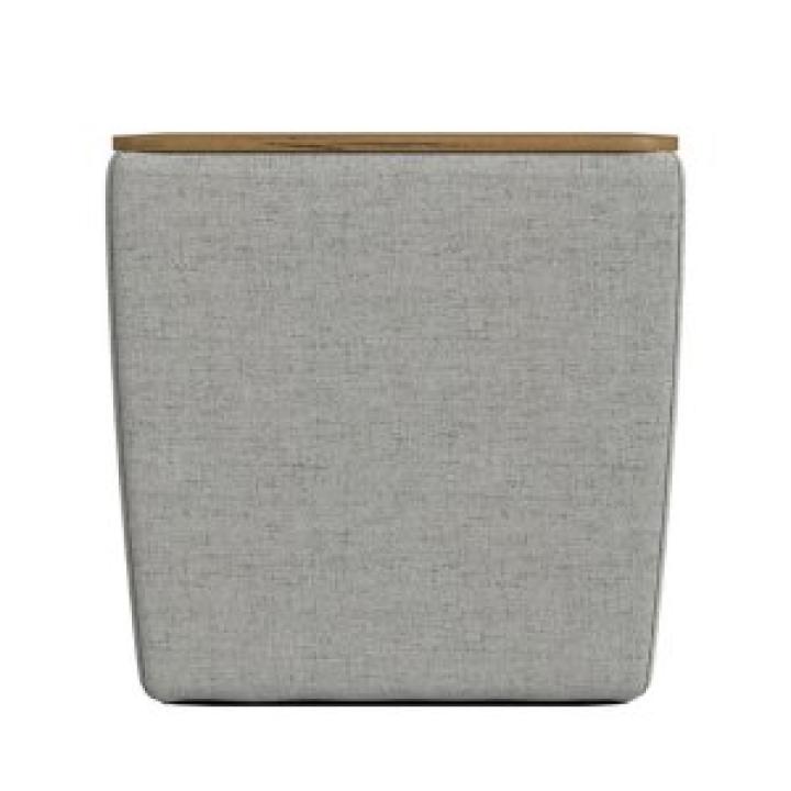 Gray Upholstered Storage Ottoman with Wood Lid