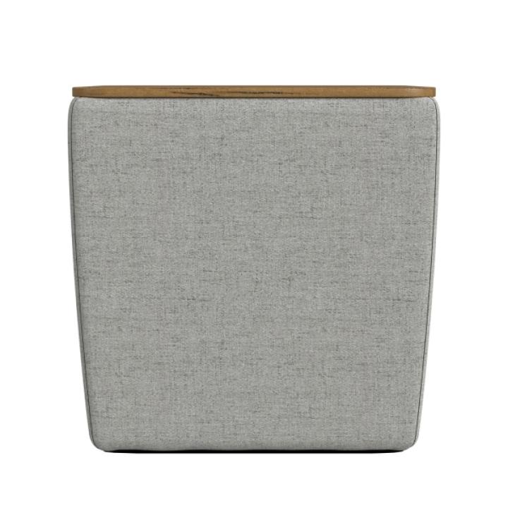Gray Upholstered Storage Ottoman with Wood Lid