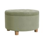Sage Green Round Velvet Tufted Storage Ottoman