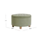 Sage Green Round Velvet Tufted Storage Ottoman