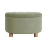 Sage Green Round Velvet Tufted Storage Ottoman