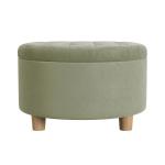 Sage Green Round Velvet Tufted Storage Ottoman