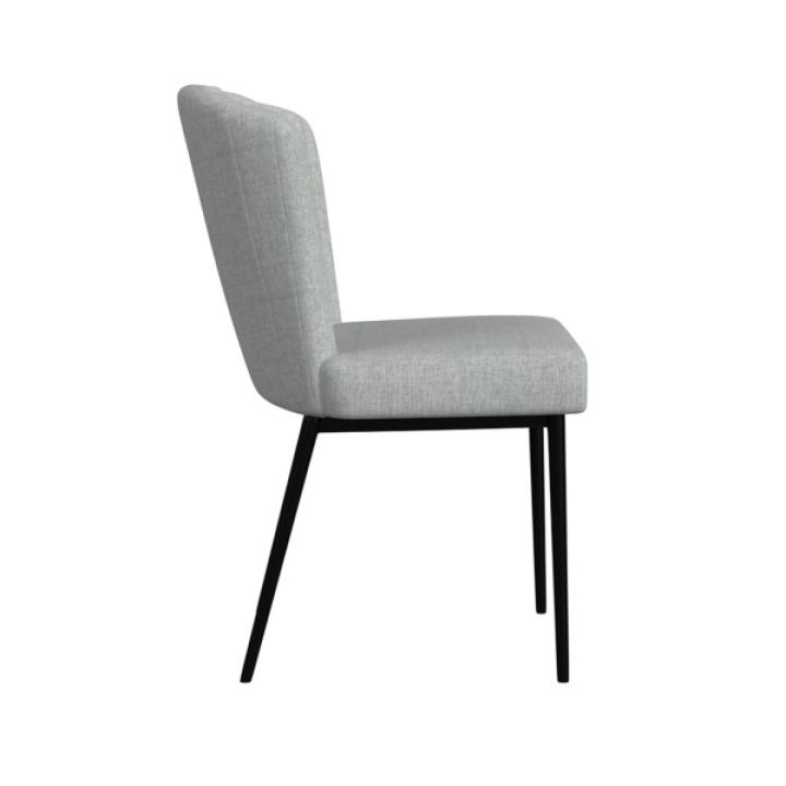 Gray Channel Back Rounded Dining Chairs, Set of 2